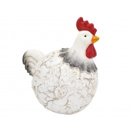 SIGNES GRIMALT Poule Ronde Fantaisie, Blanche et Ecru, Collection Authentik, Hauteur 30 cm