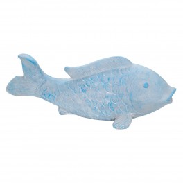 SIGNES GRIMALT Figurine Grande Poisson Carpe décorative en résine à Poser, Bleu et Gris, Longueur 65 cm