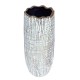 Vase Contemporain en céramique, modèle décoratif Design, Blanc et doré, Hauteur 33 cm