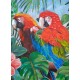SIGNES GRIMALT Tableau Peinture : Deux perroquets et Feuillage tropical, Hauteur 100 cm