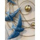 SIGNES GRIMALT Décoration Murale métal : Vol d'oiseaux Bleus et Spirales dorées, Longueur 70 cm