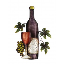 SIGNES GRIMALT Déco murale métal : Bouteille de Vin, Verre et Grappe de raisin, Hauteur 47 cm
