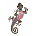 SIGNES GRIMALT Gecko Mural Bleu et Rouge, Métal et Verre, Modèle KASHMIR 2, Hauteur 30,5 cm