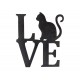 Déco murale métal : Chat assis et Lettrage LOVE, Hauteur 41 cm
