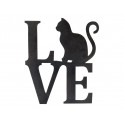 Déco murale métal : Chat assis et Lettrage LOVE, Hauteur 41 cm