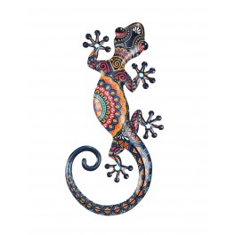 SIGNES GRIMALT Salamandre ou Gecko Mural en métal, Bleu, Rouge et Orange, Modèle Canberra, Hauteur 30 cm