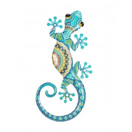 SIGNES GRIMALT Salamandre ou Gecko Mural en métal, Bleu Cyan, Modèle Essaouira, Hauteur 30 cm