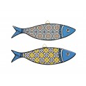 SIGNES GRIMALT Set 2 sardines murales décoratives, Motifs Rétros Carreaux de ciment, Longueur 30 cm