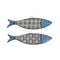 SIGNES GRIMALT Set 2 sardines murales décoratives, Motifs Rétros Carreaux de ciment, Longueur 30 cm