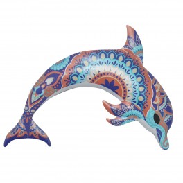 SIGNES GRIMALT Dauphin mural en métal, Bleu, Rouge et Orange, Modèle Canberra, longueur 30 cm