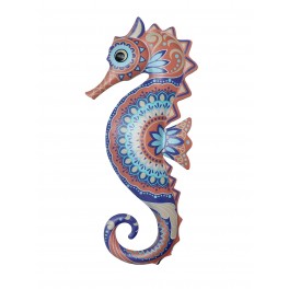 SIGNES GRIMALT Hippocampe mural en métal, Bleu et Orange, Modèle Adelaide, Hauteur 31 cm