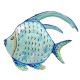 SIGNES GRIMALT Poisson Lanterne décoratif avec Porte Bougie, Composition 100% métal intérieur extérieur, Bleu, Longueur 30 cm