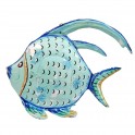 SIGNES GRIMALT Poisson Lanterne décoratif avec Porte Bougie, Composition 100% métal intérieur extérieur, Bleu, Longueur 30 cm