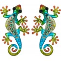 Gecko Mural Vert, Métal et Verre, Modèle Vert EXOTIK, H 21 cm