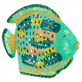 SIGNES GRIMALT Poisson Lanterne décoratif avec Porte Bougie, Composition 100% métal intérieur extérieur, Vert, Longueur 43 cm