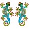 Gecko Mural Vert, Métal et Verre, Modèle Vert EXOTIK, H 21 cm