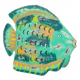 SIGNES GRIMALT Poisson Lanterne décoratif avec Porte Bougie, Composition 100% métal intérieur extérieur, Vert, Longueur 30 cm