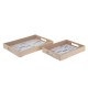 Set 2 Plateaux en Bois MDF avec anses, Motif Banc de Sardines Bleues, Longueur 42 cm (Grand)