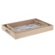 Set 2 Plateaux en Bois MDF avec anses, Motif Banc de Sardines Bleues, Longueur 42 cm (Grand)