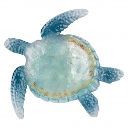 SIGNES GRIMALT Tortue marine bleue en métal, effet nacré et couleur blanc opalin, 100% métal et longueur 27 cm