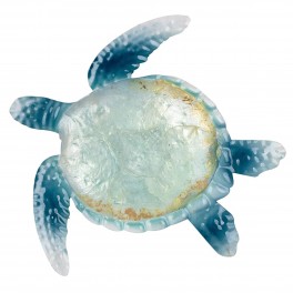 SIGNES GRIMALT Tortue marine bleue en métal, effet nacré et couleur blanc opalin, 100% métal et longueur 23 cm
