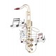 SIGNES GRIMALT Déco murale : Saxophone, pistons et partition, Métal coloré Burst, Hauteur 73 cm