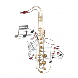 SIGNES GRIMALT Déco murale : Saxophone, pistons et partition, Métal coloré Burst, Hauteur 73 cm