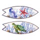 SIGNES GRIMALT Set 2 décorations murales, Planches de surf Mer, Hippocampe et tortue marine, 40 x 14 cm