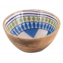 SIGNES GRIMALT Bol de service décoratif en Bois de Manguier, Thème rétro et motifs allover colorés, diamètre 15 cm