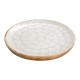 SIGNES GRIMALT Coupe Plateau Assiette ronde en manguier et résine, Motif écailles nacrées blanches, diamètre 23 cm
