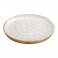 SIGNES GRIMALT Coupe Plateau Assiette ronde en manguier et résine, Motif écailles nacrées blanches, diamètre 23 cm
