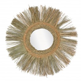 SIGNES GRIMALT Miroir Soleil, encadrement Fibres végétale tressées, Zen et Boho, diamètre 74 cm