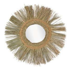 SIGNES GRIMALT Miroir Soleil, encadrement Fibres végétales tressées, Zen et Boho, diamètre 64 cm