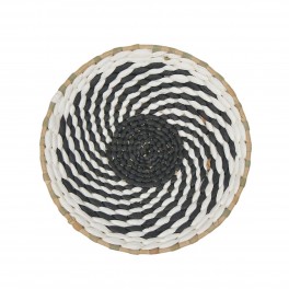 SIGNES GRIMALT Déco murale en jonc de mer, mandala et formes circulaires tressées, Blanc et Noir, diamètre 30 cm