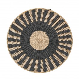 SIGNES GRIMALT Déco murale en jonc de mer, mandala et formes circulaires tressées, Beige et Noir, diamètre 35 cm