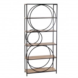 SIGNES GRIMALT Meuble étagère de Rangement Bois et métal, Cercles Design, Bois Acacia Massif, Hauteur 180 cm