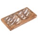 Plateau apéritif Banc de Poissons Blancs en manguier, 2 Compartiments, Collection Marine Martigues, Longueur 22 cm