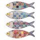 Set 4 Magnets Poissons colorés avec Motifs Carreaux de Ciment et Longueur 11 cm
