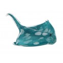 Raie Manta Bleue, Figurine en Verre décorative et Presse-Papier, Longueur 15 cm