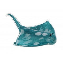 Raie Manta Bleue, Figurine en Verre décorative et Presse-Papier, Longueur 15 cm