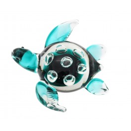 Tortue Marine en Verre souffé, Presse-Papier et Décoration à Poser, Longueur 16 cm