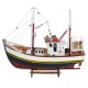 SIGNES GRIMALT Voilier Figurine en Bois de Type Bateau de pêche avec Filet, Bois MDF, Accessoires, Bleu et Rouge, Longueur 45 cm
