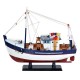 SIGNES GRIMALT Voilier Figurine en Bois de Type Bateau de pêche avec Filet, Bois MDF, Accessoires, Blanc et Bleu, Longueur 45 cm