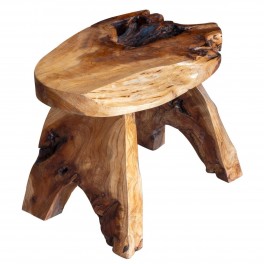 SIGNES GRIMALT Tabouret Rustique en Bois de cèdre, Effet veiné et déstructuré du Bois Naturel, Robuste, Hauteur 30 cm