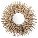 SIGNES GRIMALT Grand Miroir Mural Soleil en rotin, Diamètre 88 cm