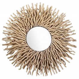 SIGNES GRIMALT Grand Miroir Mural Soleil en rotin, Diamètre 88 cm