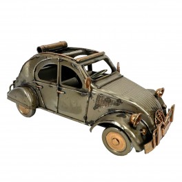 SIGNES GRIMALT Miniature véhicule Deux Chevaux en métal, Voiture Ancienne, Couleur Gris oxyde et Longueur 17 cm