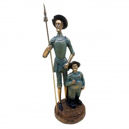 SIGNES GRIMALT Figurine Don Quichotte et Sancho Panza, Gris bleuté et Marron, Hauteur 36 cm