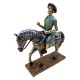 SIGNES GRIMALT Figurine Don Quichotte et Cheval sur Socle, Camaïeu de Gris et Bleu, Longueur 24 cm