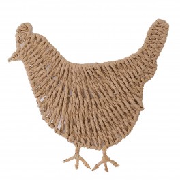 SIGNES GRIMALT Déco murale Poule en Jacynthe de mer et feuilles de palmiers tressées, longueur 23 cm